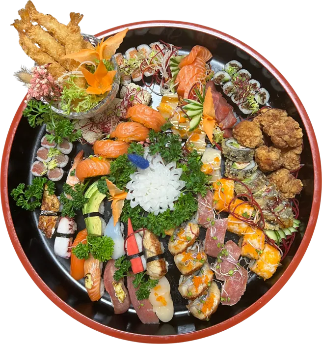 Large round sushi platter